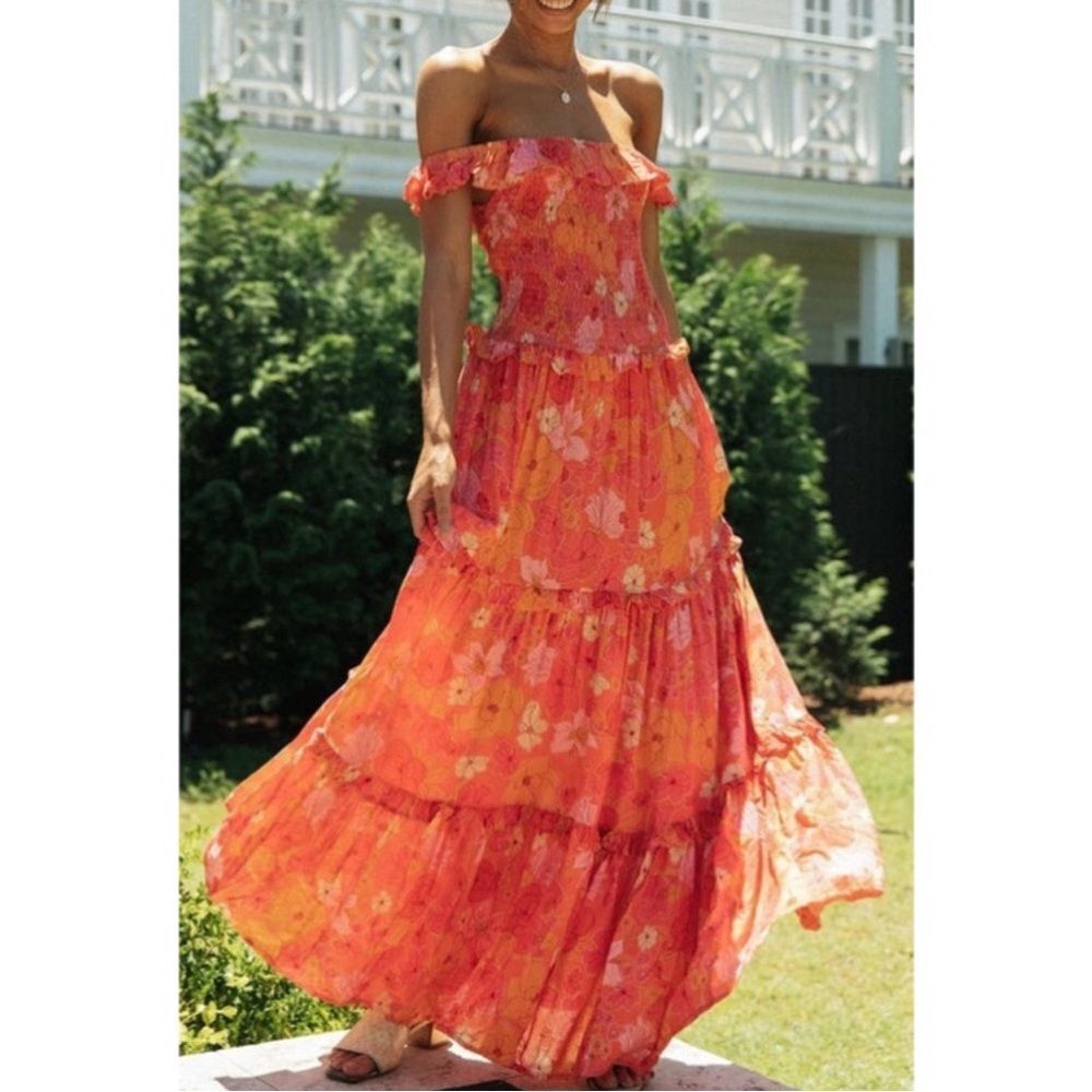 ‼️SOLD‼️ ABEL THE LABEL NWT Flower Power Tiered Smocked Maxi Dress XS